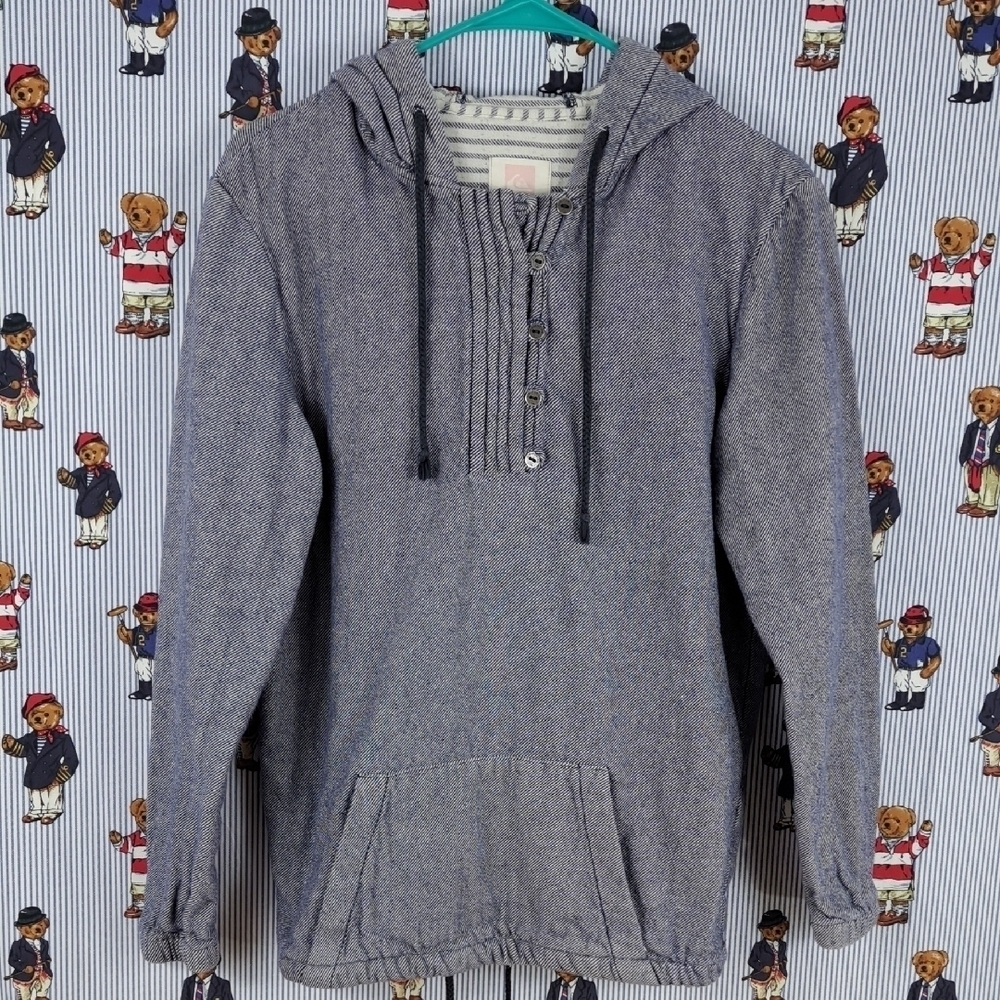 Quicksilver 2012 Women's XS med wash fade denim pullover hooded jacket